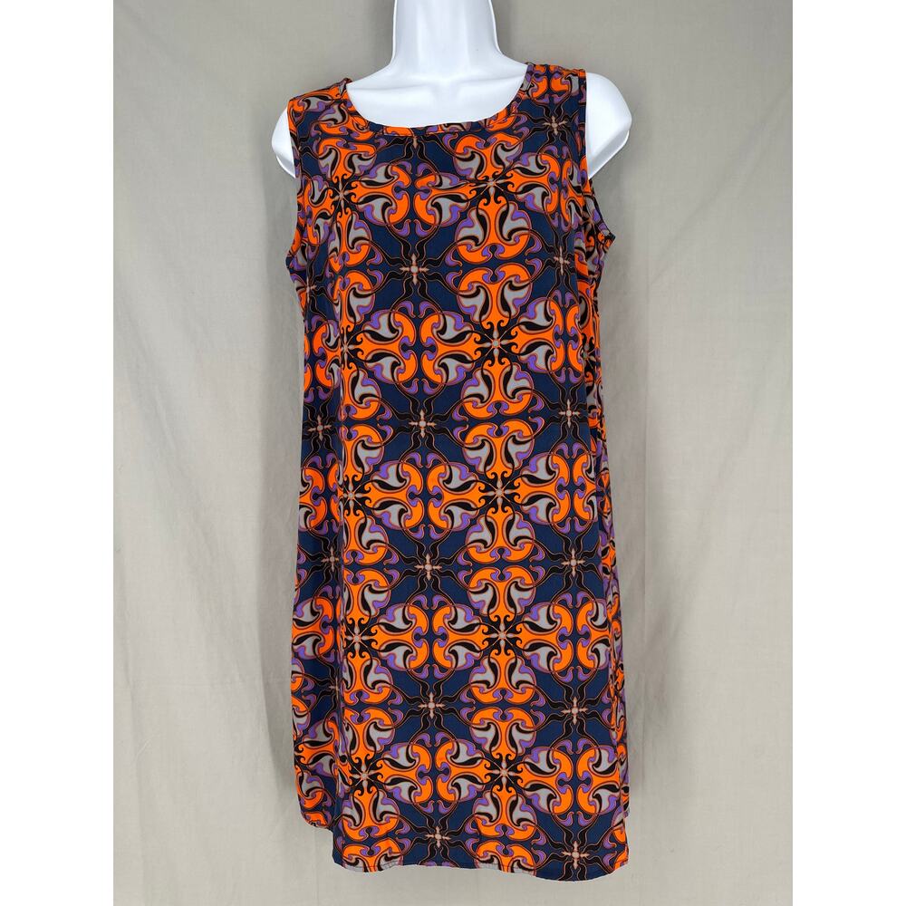 Peach Love Dress Womens Small Purple Mini Orange Art Boho Mod Retro 60s Colorful